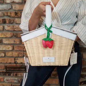 Kate Spade STRAWBERRY Wicker Basket Cream Red BAG